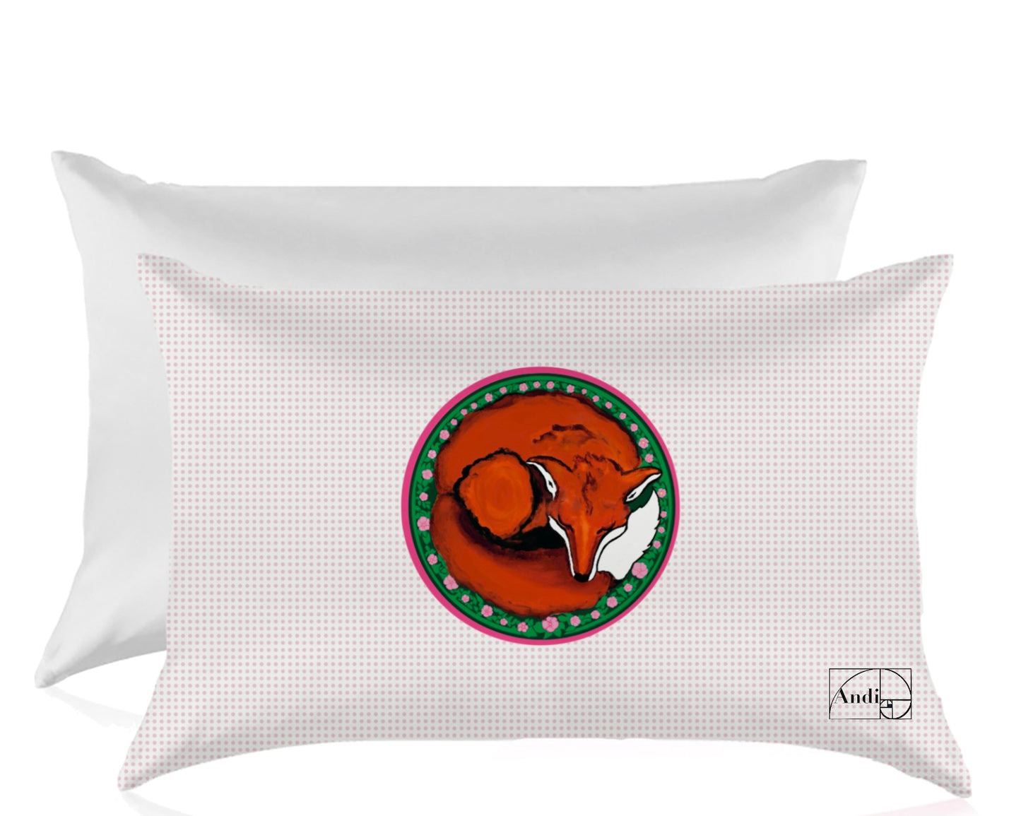 Std + King Size Pillowcase -100% Silk Sweet Foxy Dreams